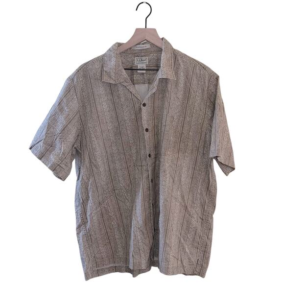 VNTG L.L.BEAN patterned short sleeve cotton button up L - Picture 1 of 6
